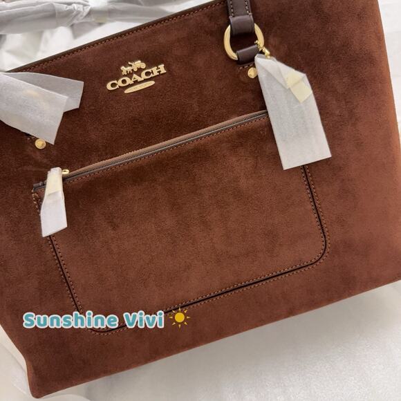 NWT COACH CCC77 Station Tote Bag suede, Vintage Brown Holiday Gift - Picture 7 of 11